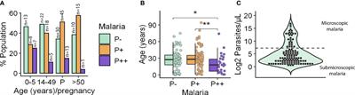 Microscopic and submicroscopic infection by Plasmodium falciparum: Immunoglobulin M and A profiles as markers of intensity and exposure